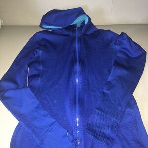 Under Armour hooded Royal blue mesh teal lined athletic jacket with thumb grips